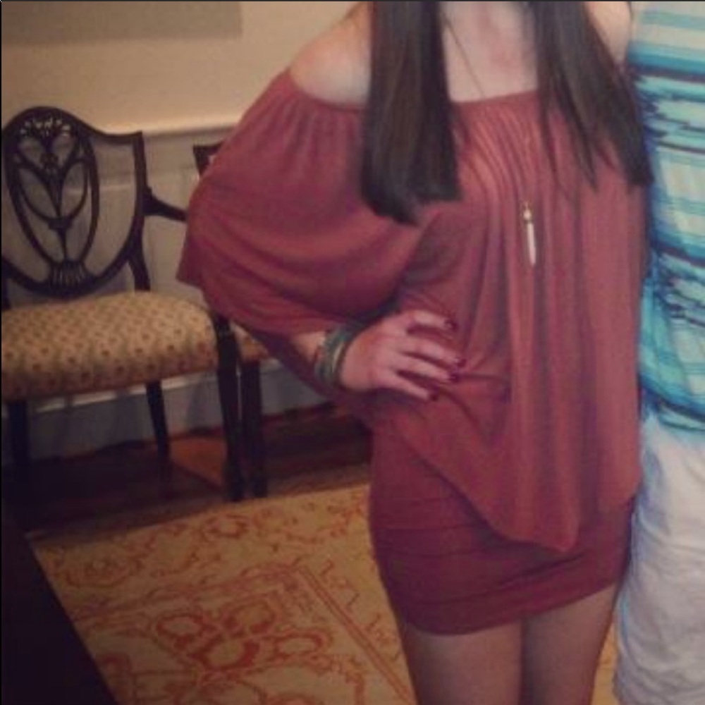 James & Joy- “Justine Dress” off the shoulder mini